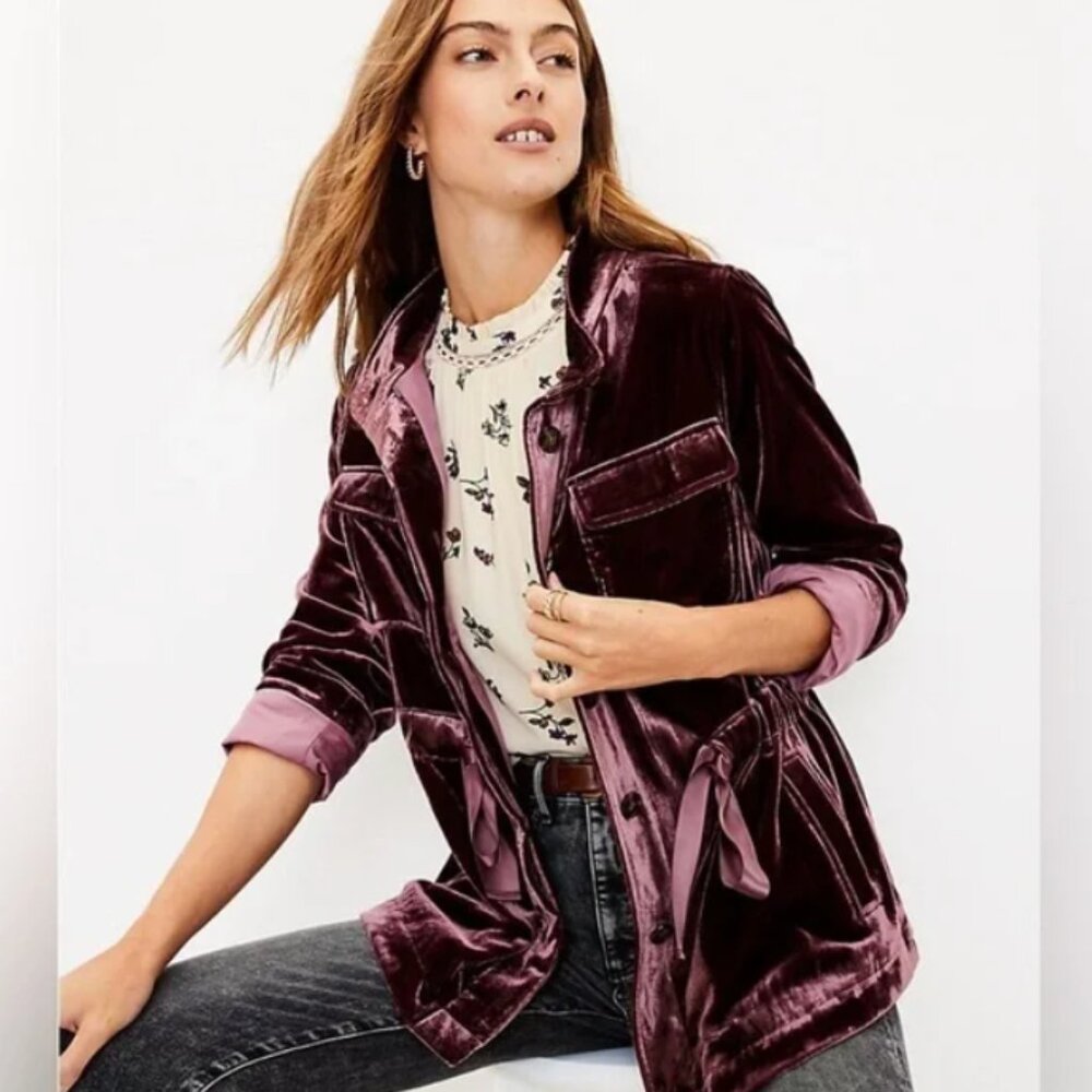 LOFT pink‎ velvet jacket XS